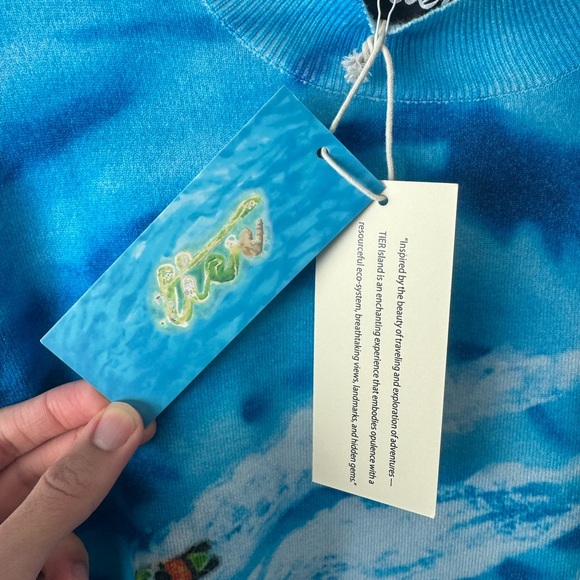 Tier NYC Teal Blue Green Crewneck Sweatshirt L NWT Project 4 Tier Island - Picture 9 of 10